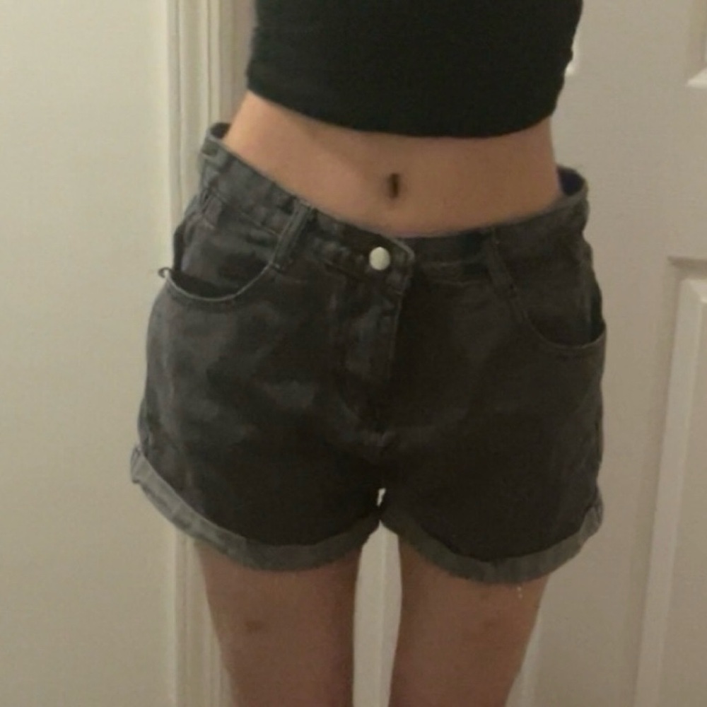 cute dark gray jean shorts